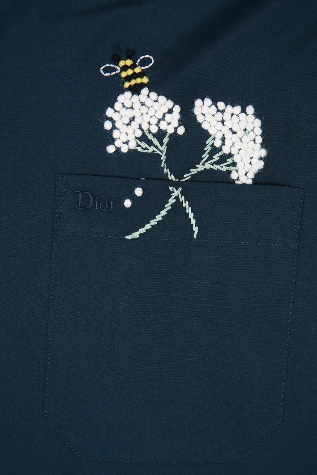 Dior Men's Bee and Lily of the Valley Shirt in Blue Cotton