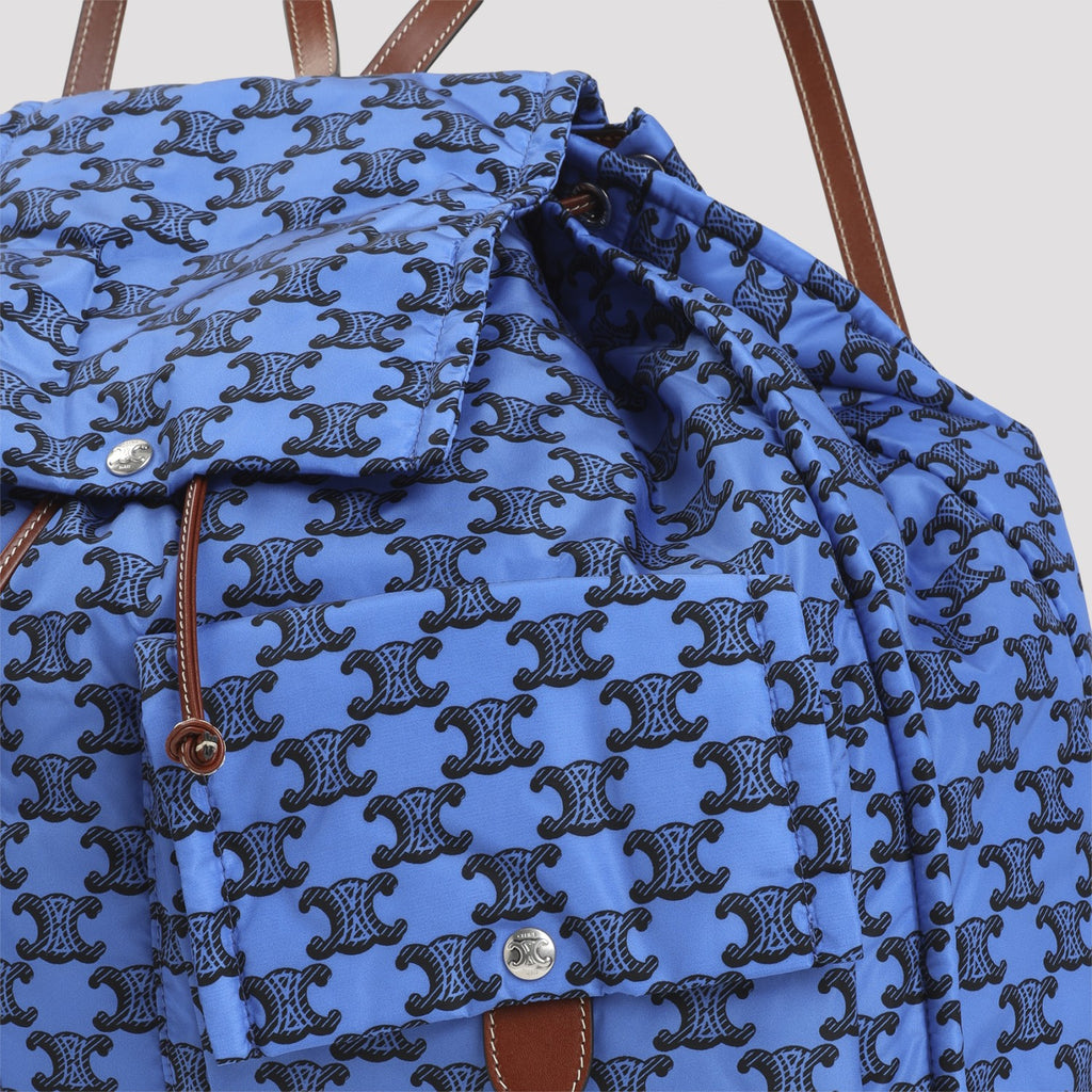 Celine Men's Padded Nylon Backpack in Ultra Blue Black