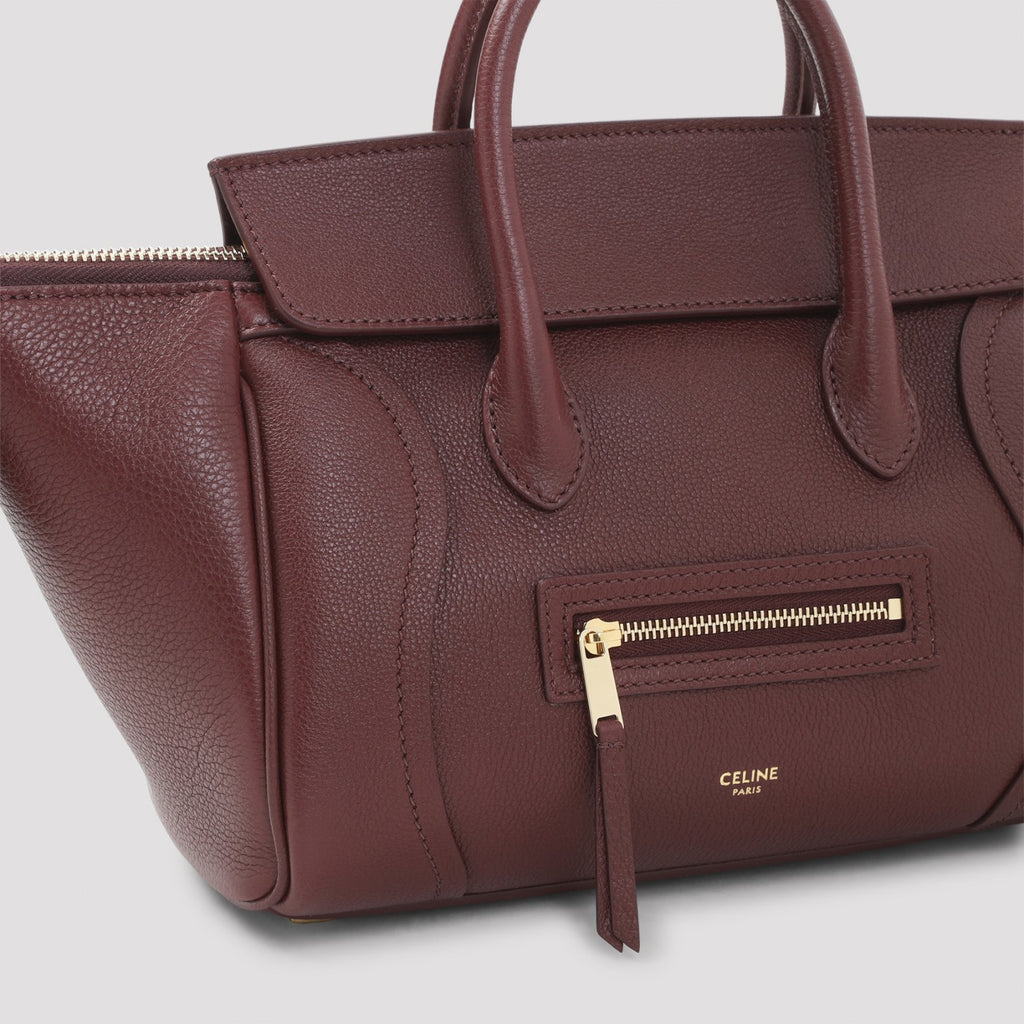 Celine Women's Small New Luggage Leather Shoulder Bag in Syrah