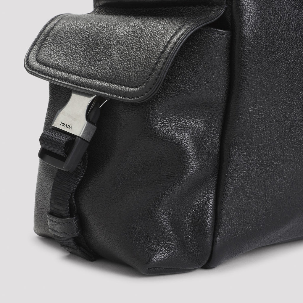 PRADA Men's Leather Bandoliera Bag in Black