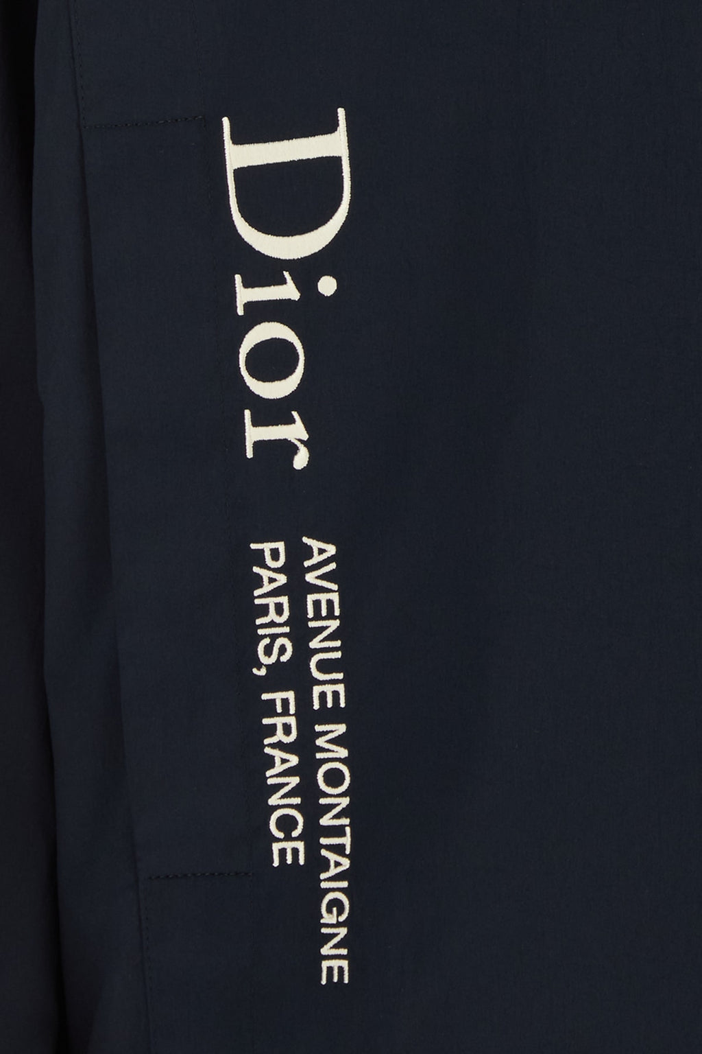 Dior Men's Montaigne Zip Hooded Jacket in Deep Blue Polyester