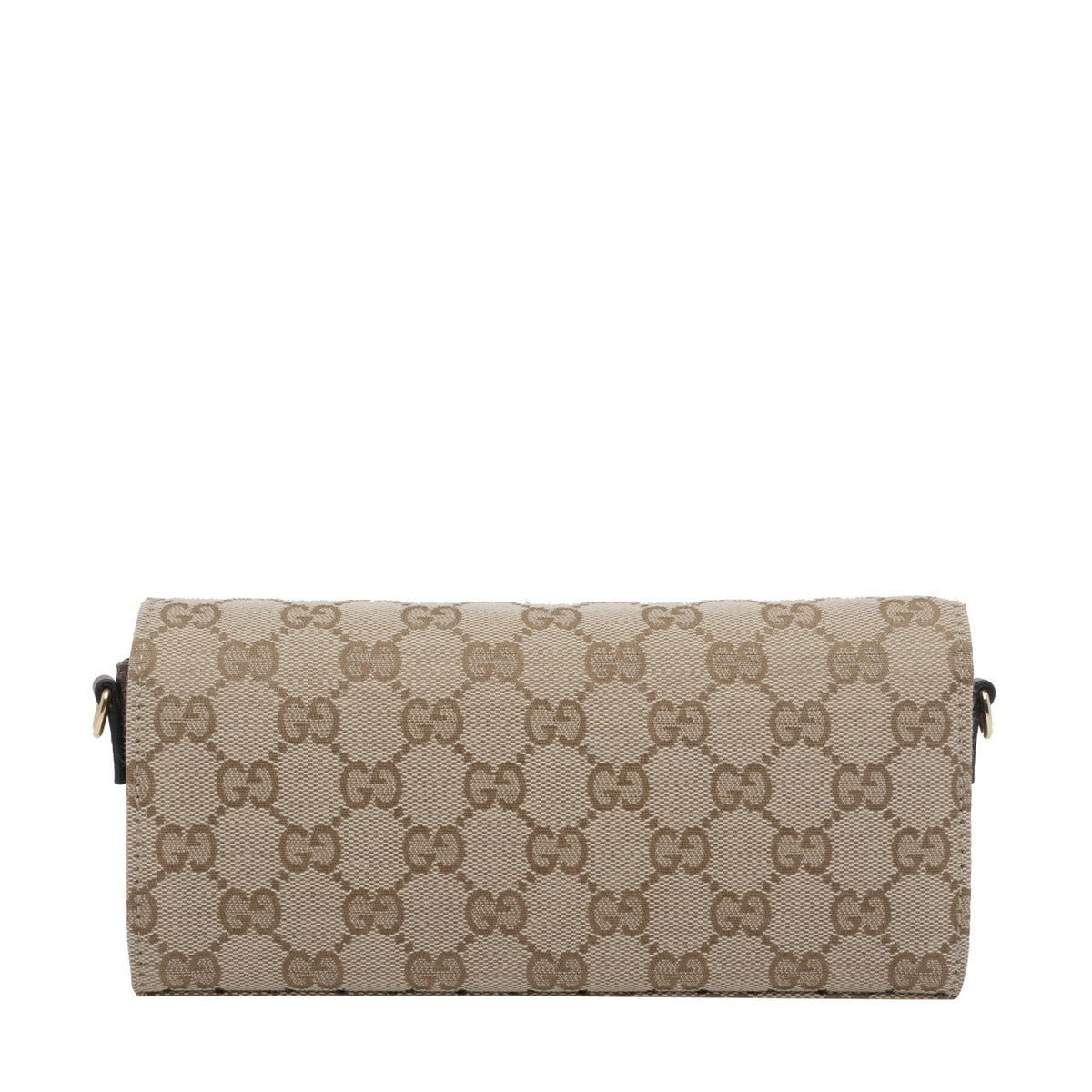 Gucci Women's GG Logo Fabric Horse Clip Chain Wallet in Beige