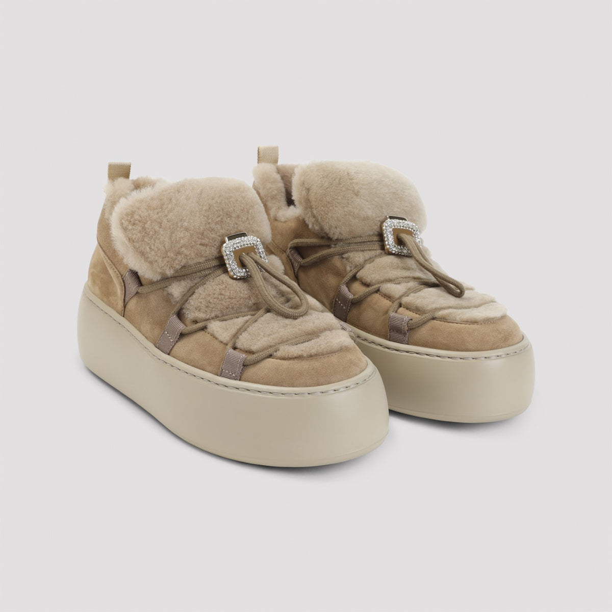 Roger Vivier Women's Suede Lace-Up Boots in Tobacco