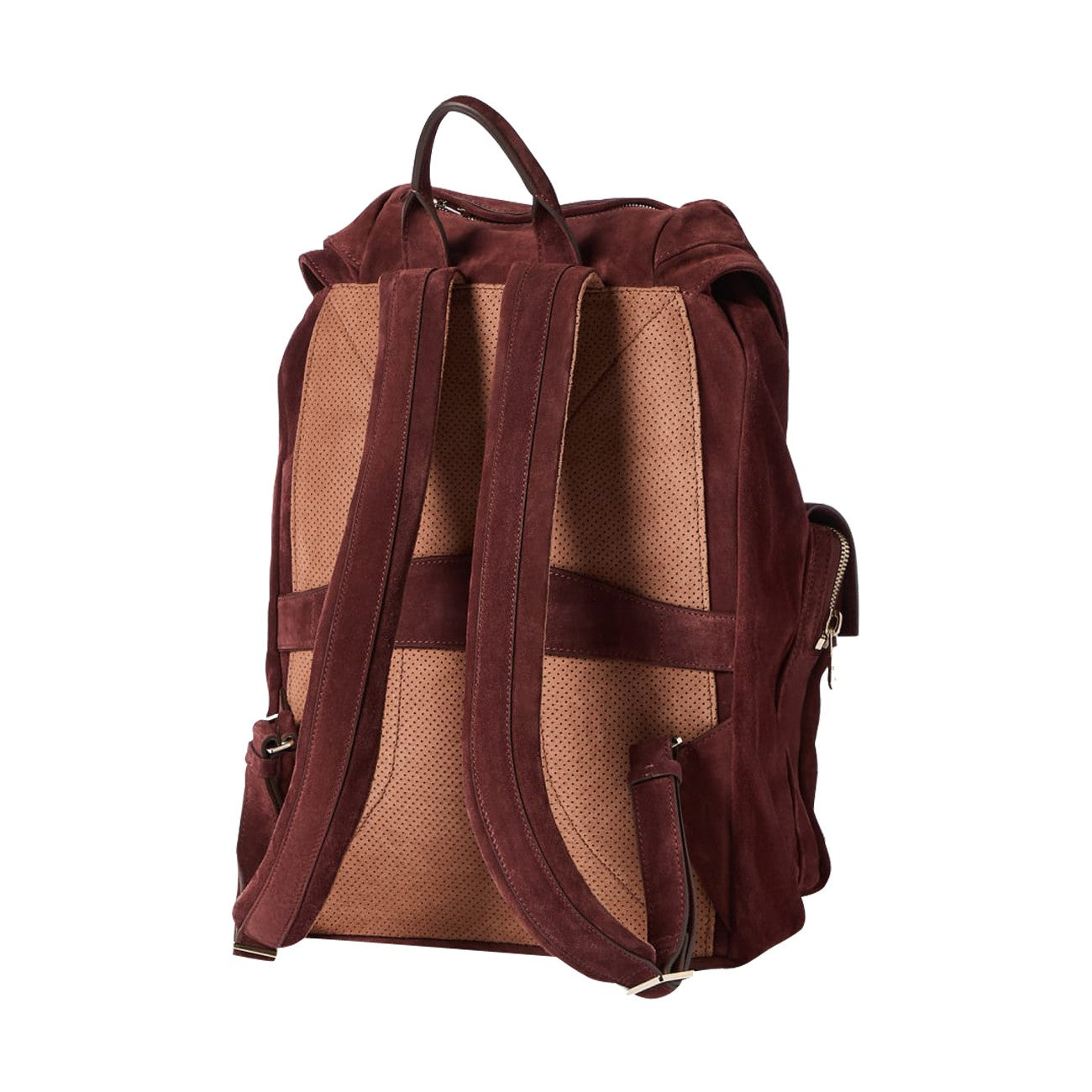 Brunello Cucinelli Men's Suede Leisure Backpack in Burgundy