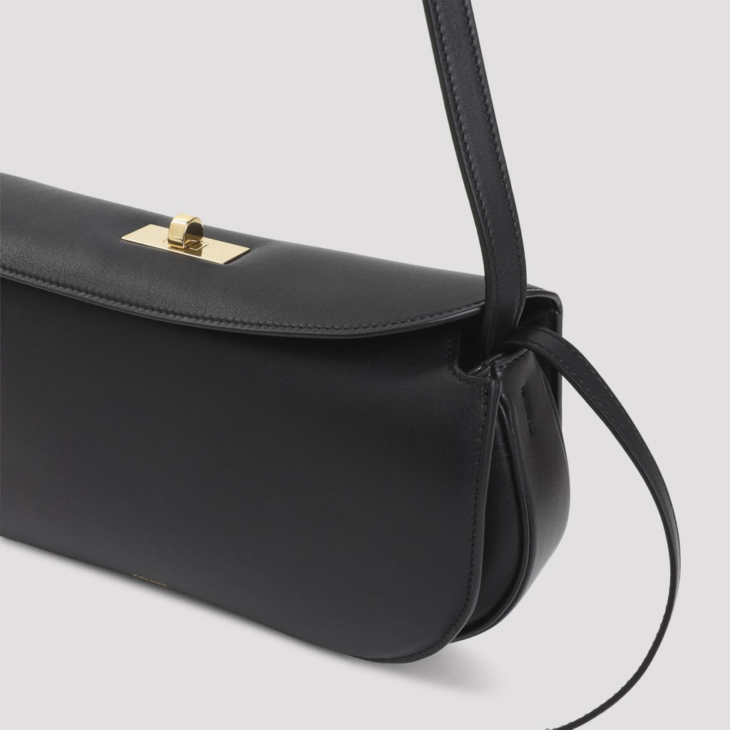Celine Women's Hot Dog Leather Shoulder Bag in Black