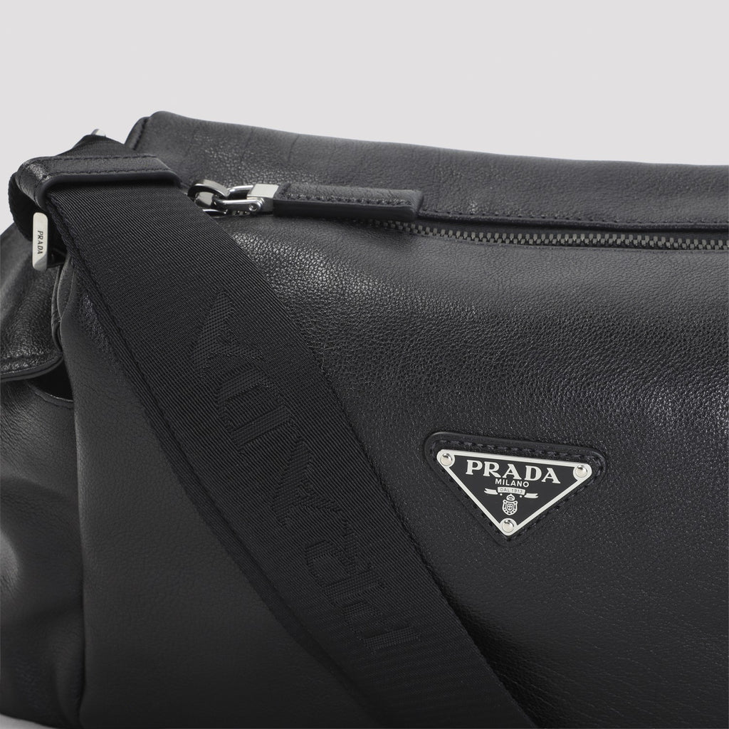 PRADA Men's Leather Bandoliera Bag in Black