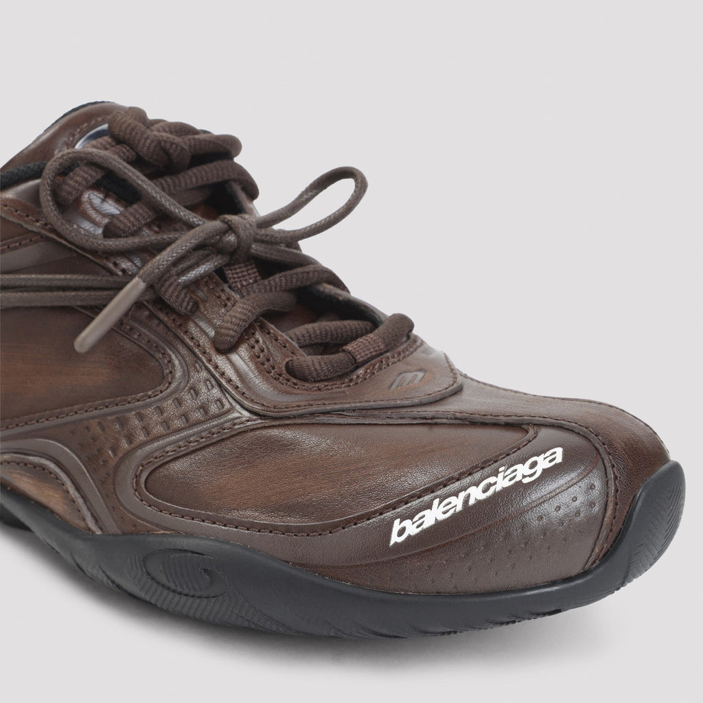 Balenciaga Women's Radar Leather Sneakers in Brown Black