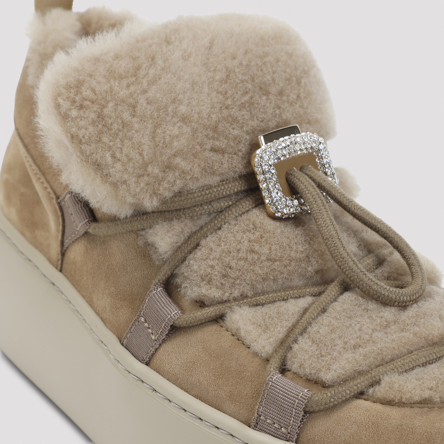 Roger Vivier Women's Suede Lace-Up Boots in Tobacco
