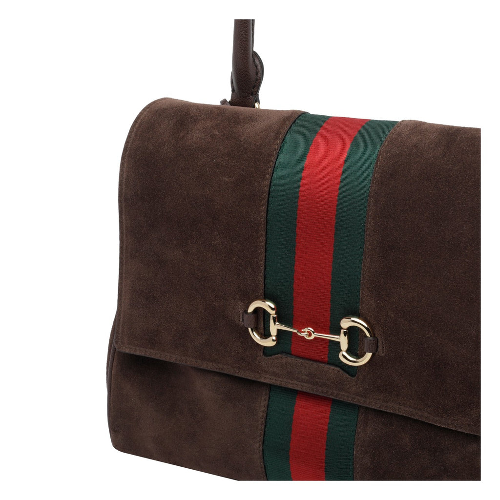 Gucci Women's Horsebit Leather Handbag in Brown