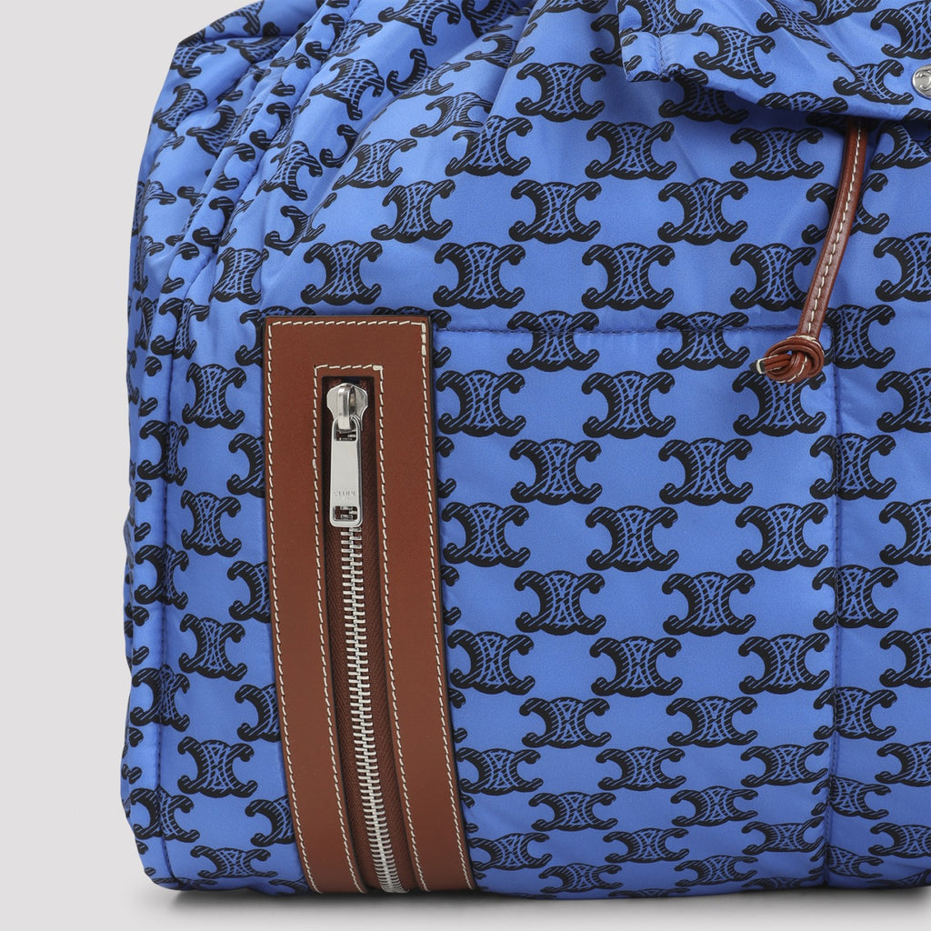 Celine Men's Padded Nylon Backpack in Ultra Blue Black