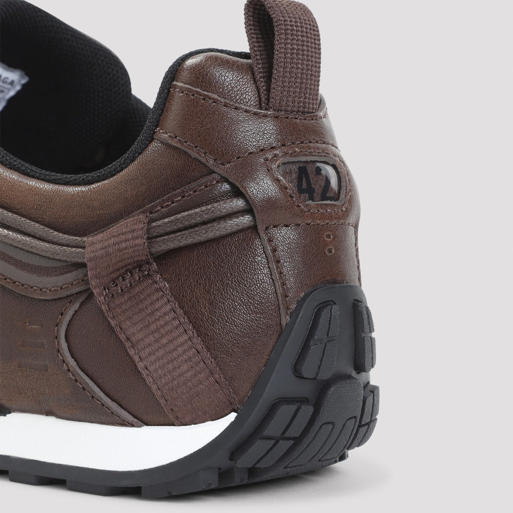 Balenciaga Men's Radar Leather Sneakers in Brown Black