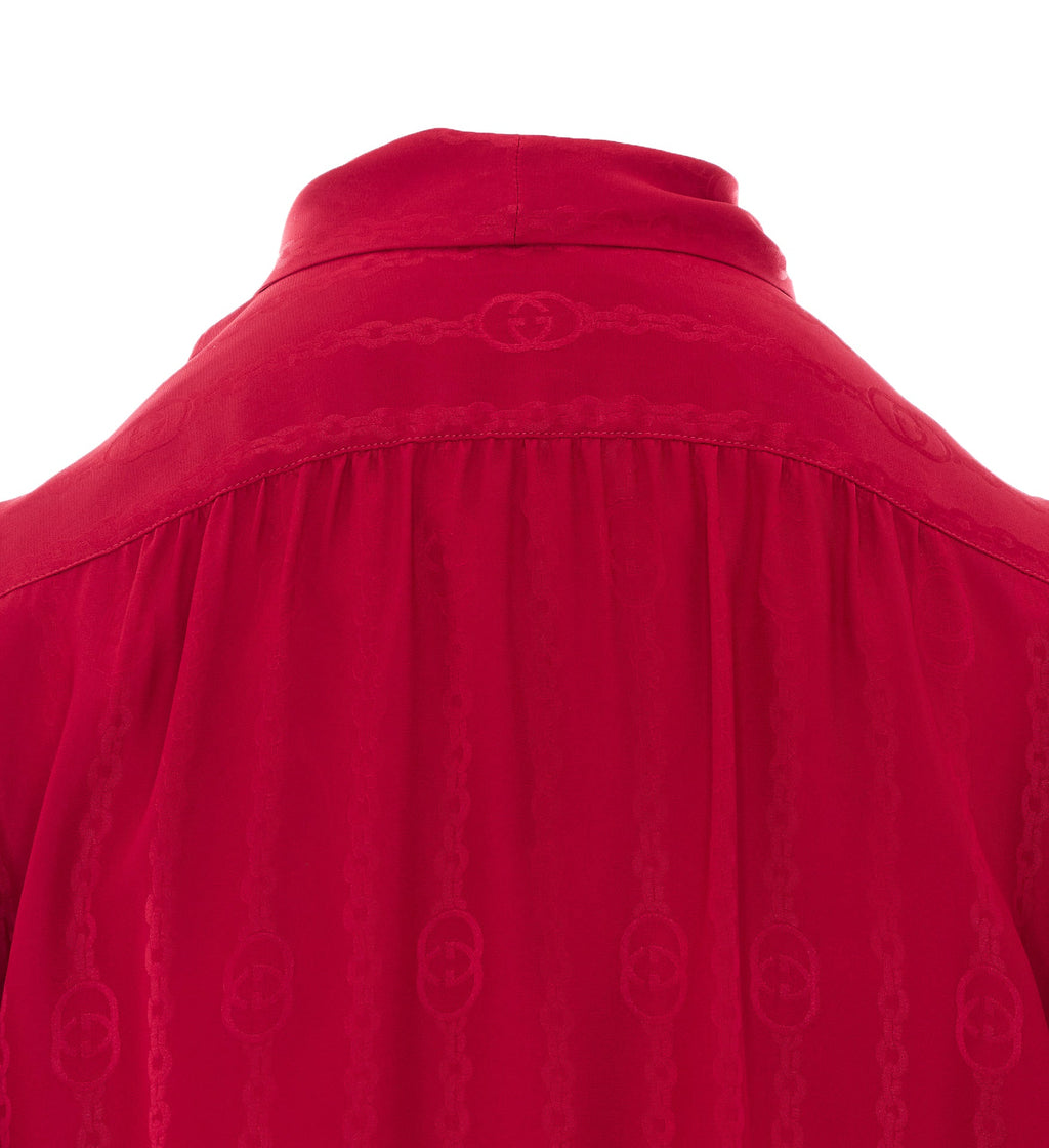 Gucci Women's Interlocking G Chain Silk Jacquard in Red - view 2