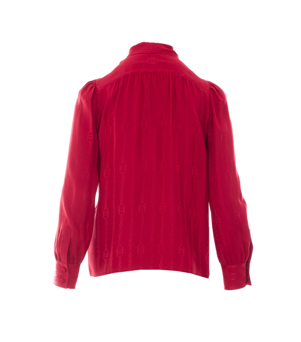 Gucci Women's Interlocking G Chain Silk Jacquard in Red - view 3