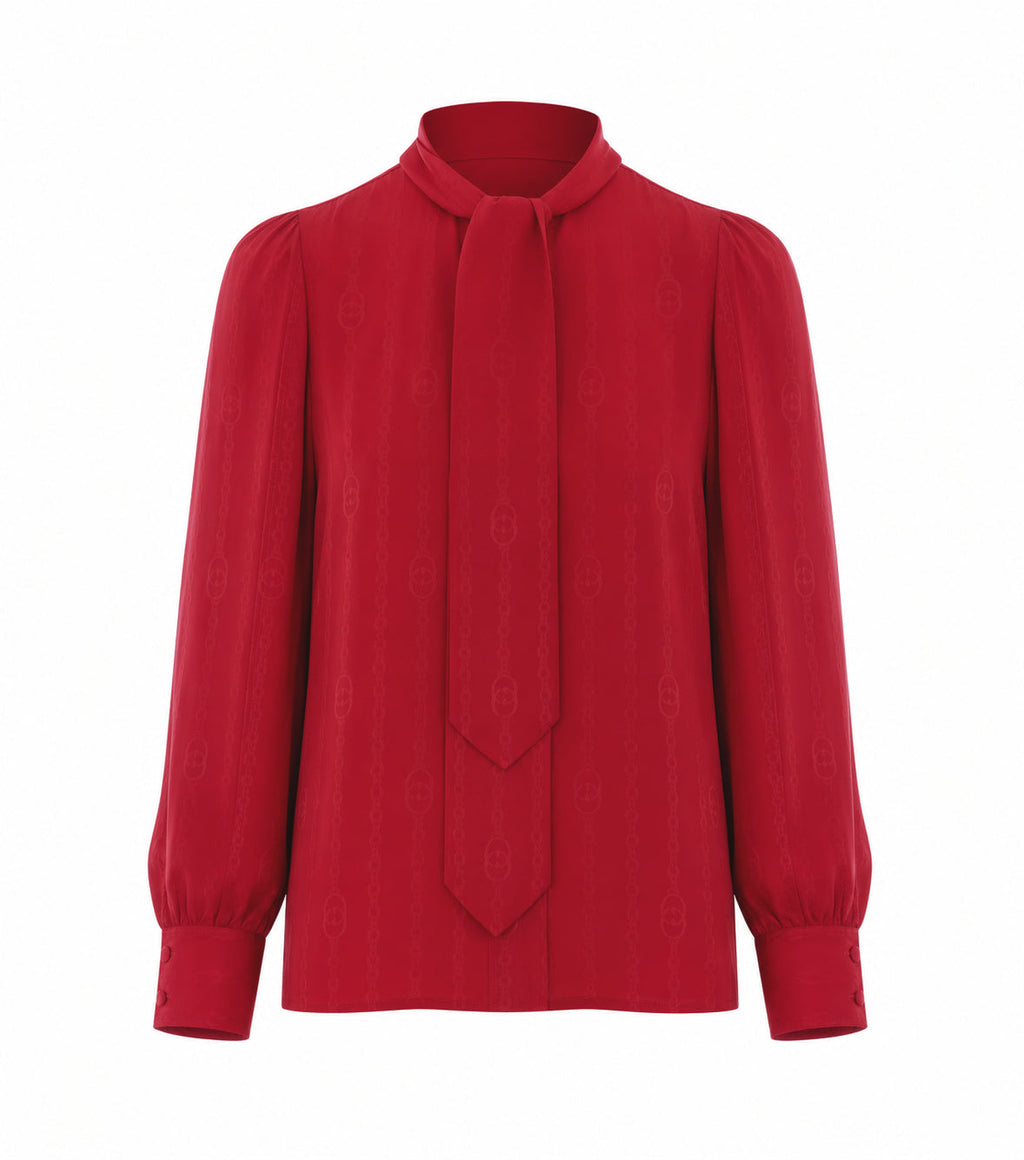Gucci Women's Interlocking G Chain Silk Jacquard in Red - view 1