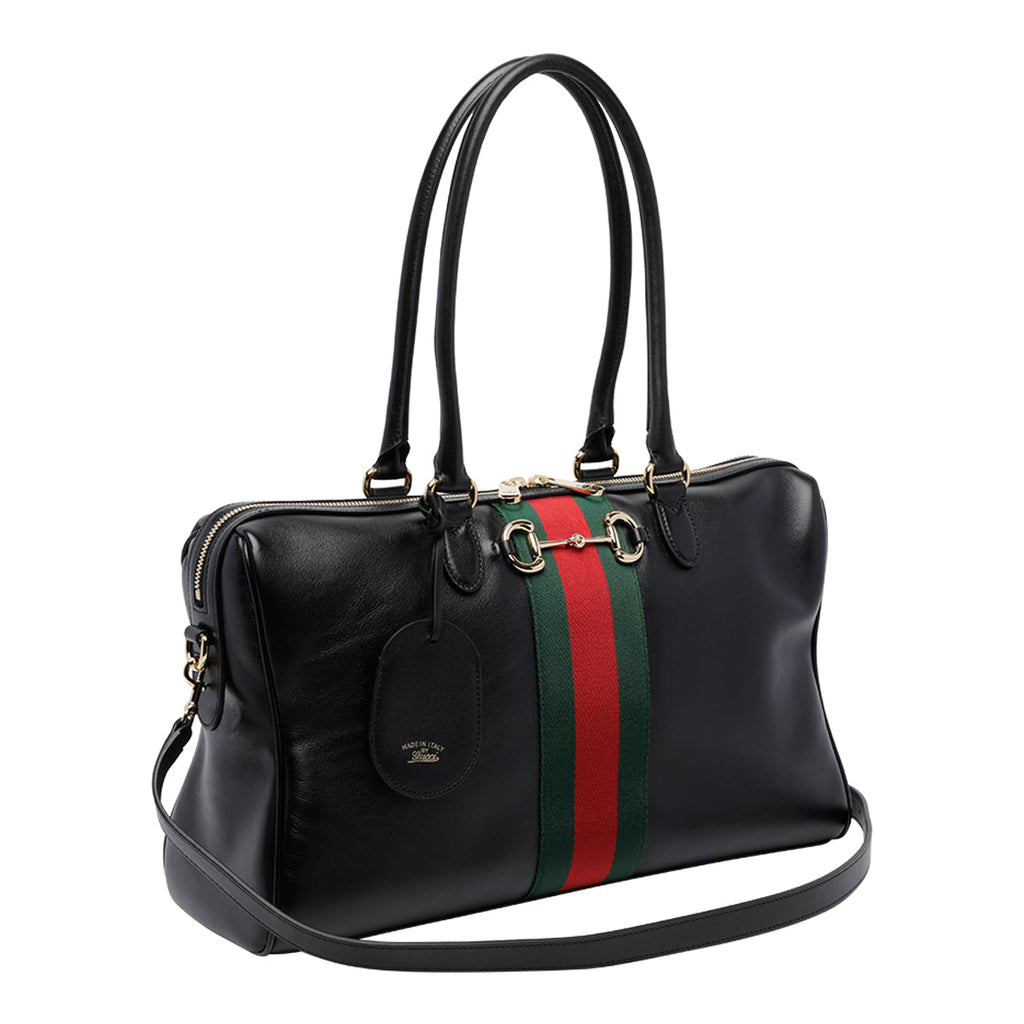 Gucci Women's Large Borsetto Boston Bag in Black Leather - view 2
