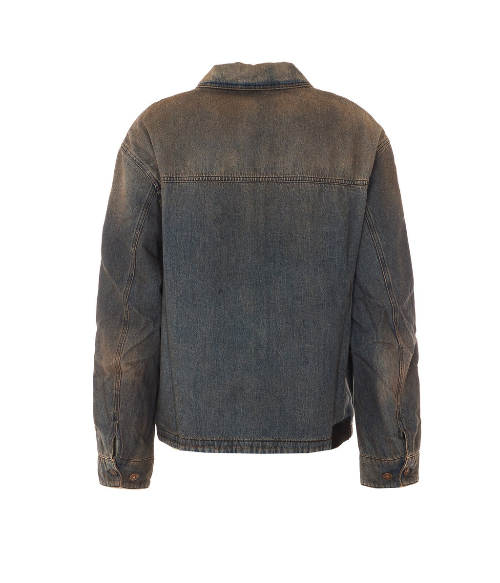 Amiri Men's Lea Bones Denim Jacket in Dust Cotton - view 3