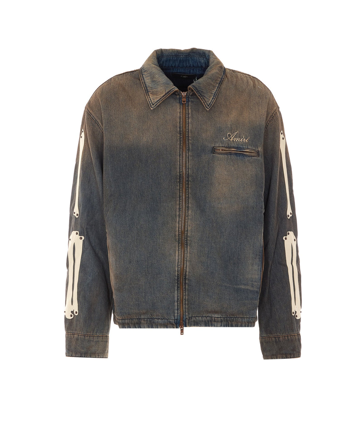 Amiri Men's Lea Bones Denim Jacket in Dust Cotton - view 1