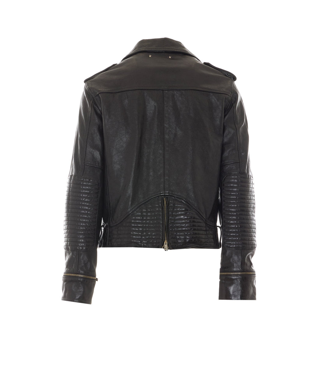Golden Goose Men's Leather Biker Jacket in Black Cotton - view 2