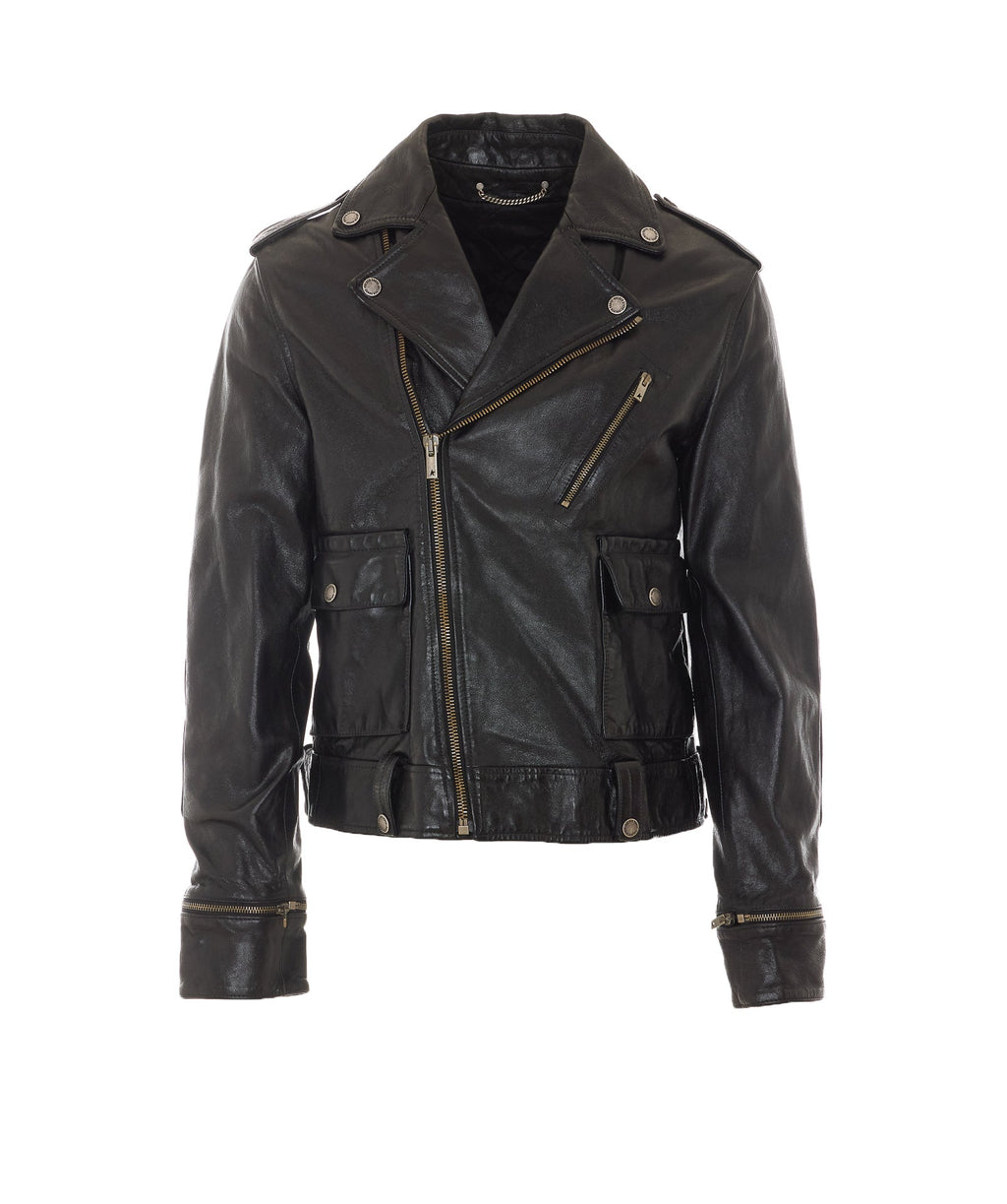Golden Goose Men's Leather Biker Jacket in Black Cotton - view 1