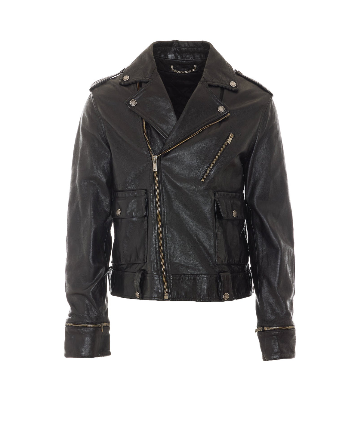 Golden Goose Men's Leather Biker Jacket in Black Cotton - view 1