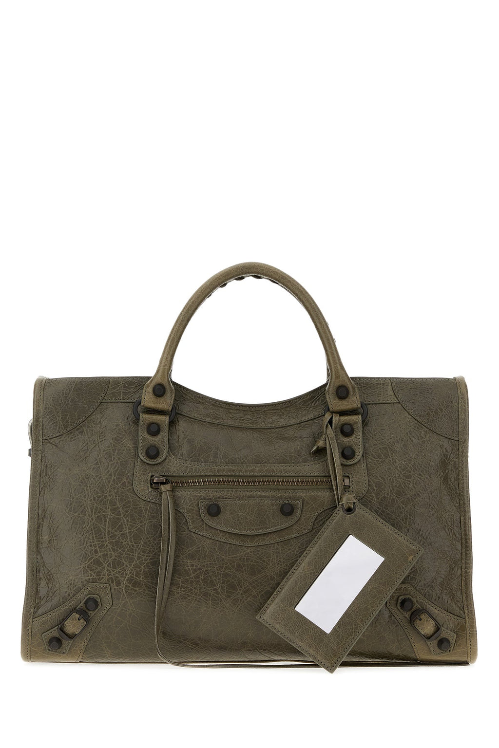 Balenciaga Women's Le City Medium Leather Handbag in Army Green