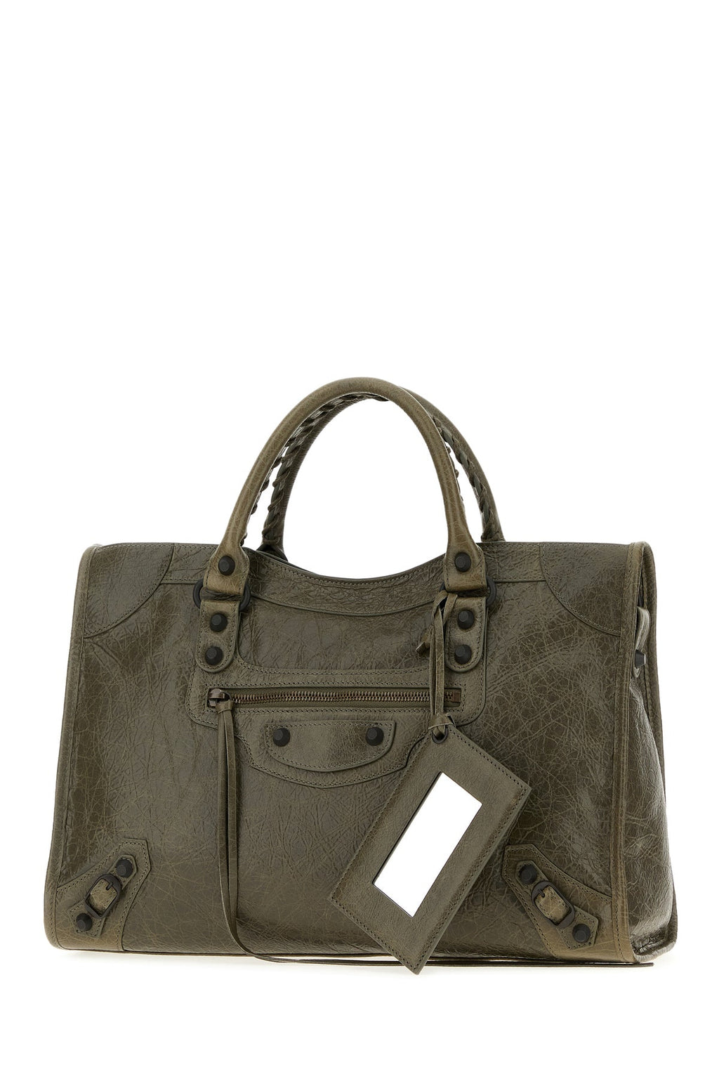 Balenciaga Women's Le City Medium Leather Handbag in Army Green