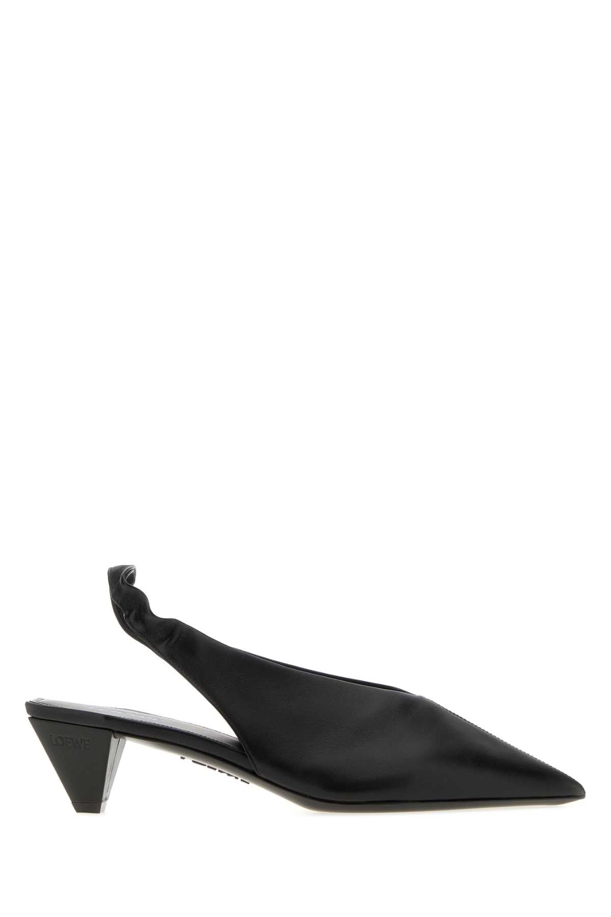 Loewe Women's Leather Origami Cubic Slingbacks in Black - view 1