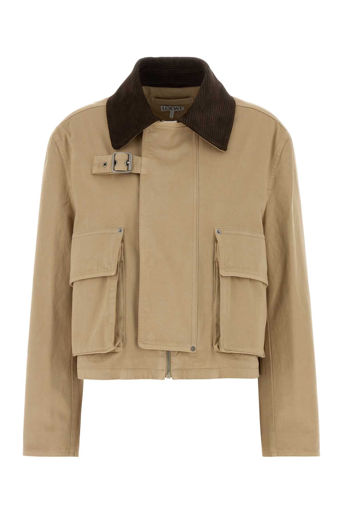 Loewe Women's Cotton Short Parka in Beige - view 1