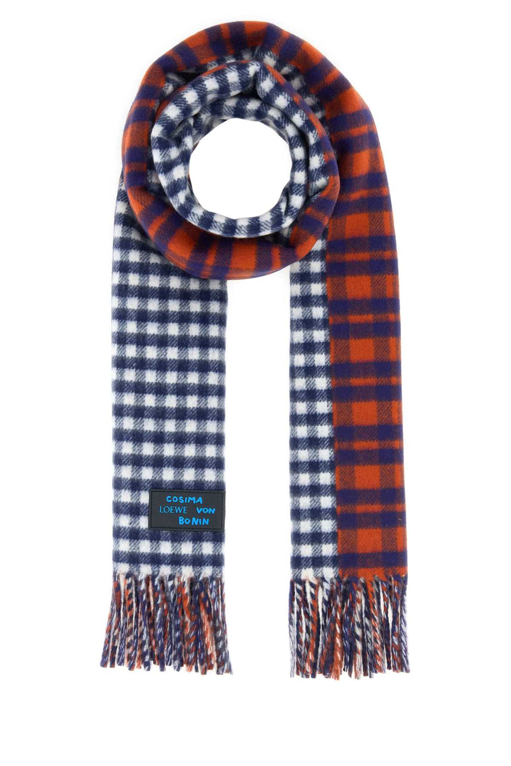 Loewe Women's Wool Cashmere Scarf in Red/Blue - view 1