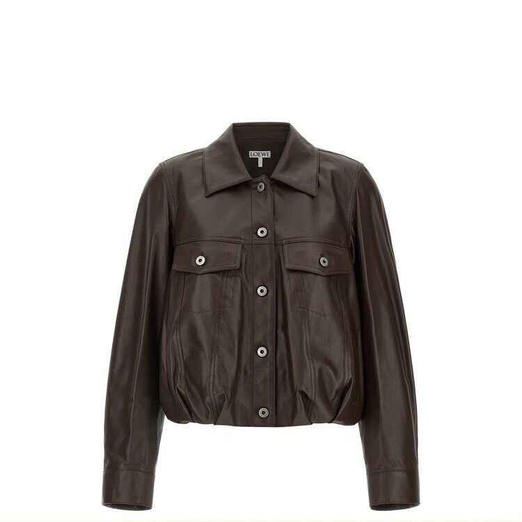 Loewe Women's Leather Jacket in Brown