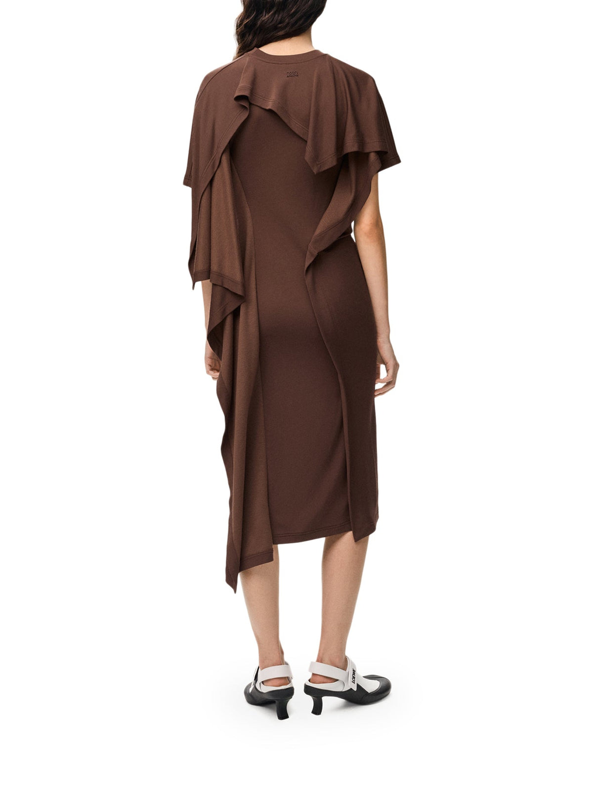 Loewe Women's Draped Cape Dress in Dark Brown Polyester - view 3