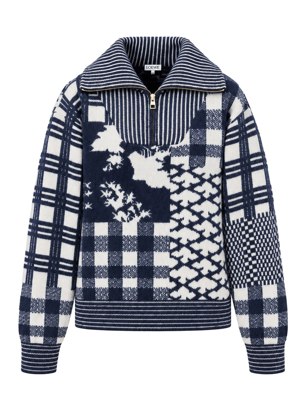 Loewe Women's Wool Jacquard Sweater in Navy/White - view 1
