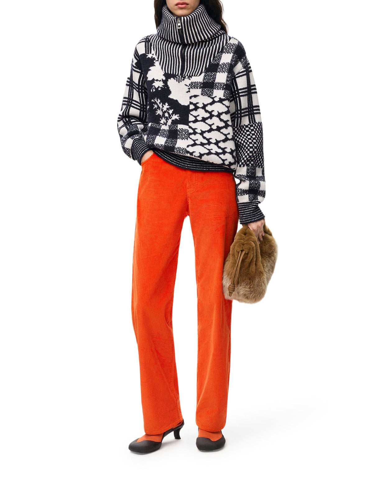Loewe Women's Wool Jacquard Sweater in Navy/White - view 2