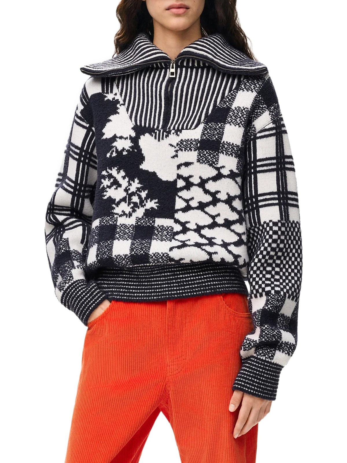 Loewe Women's Wool Jacquard Sweater in Navy/White - view 3