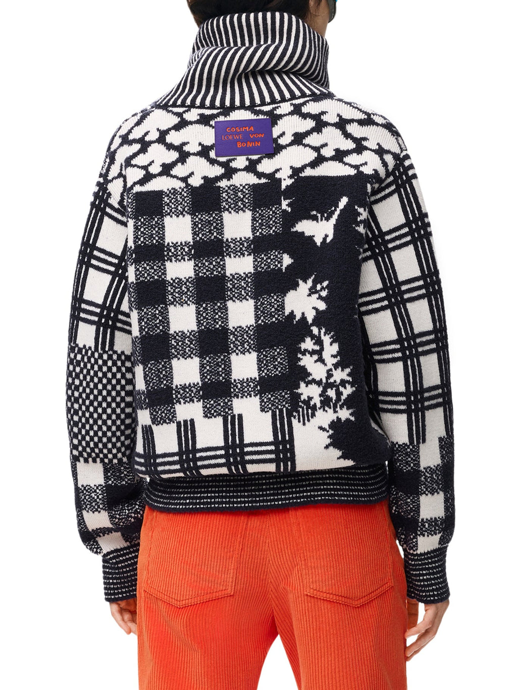 Loewe Women's Wool Jacquard Sweater in Navy/White - view 4