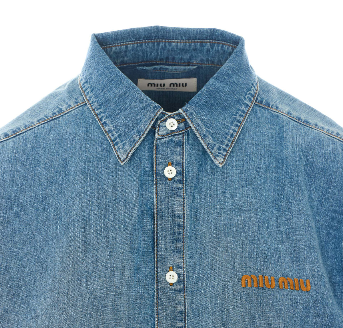 Miu Miu Women's Logo Miu Miu Shirt in Denim Cotton - view 4