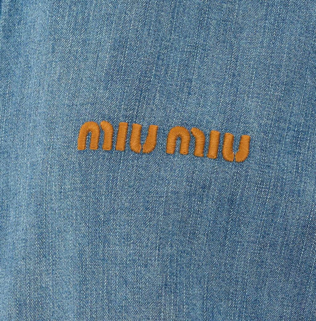Miu Miu Women's Logo Miu Miu Shirt in Denim Cotton - view 3