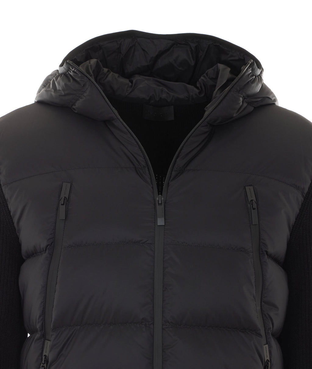 Moncler Men's Logo Padded Cardigan in Black Wool - view 4