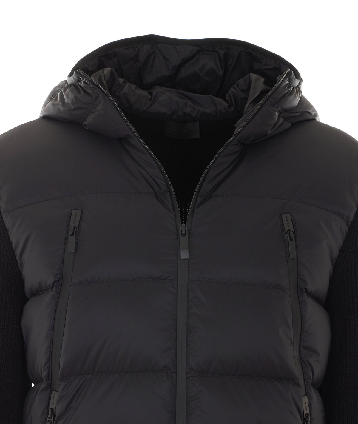 Moncler Men's Logo Padded Cardigan in Black Wool - view 4