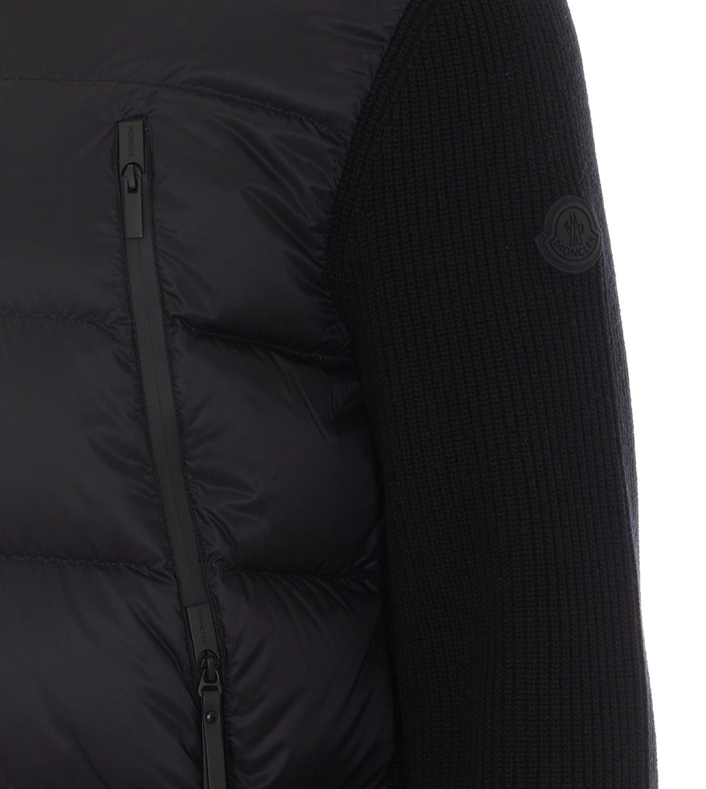Moncler Men's Logo Padded Cardigan in Black Wool - view 3