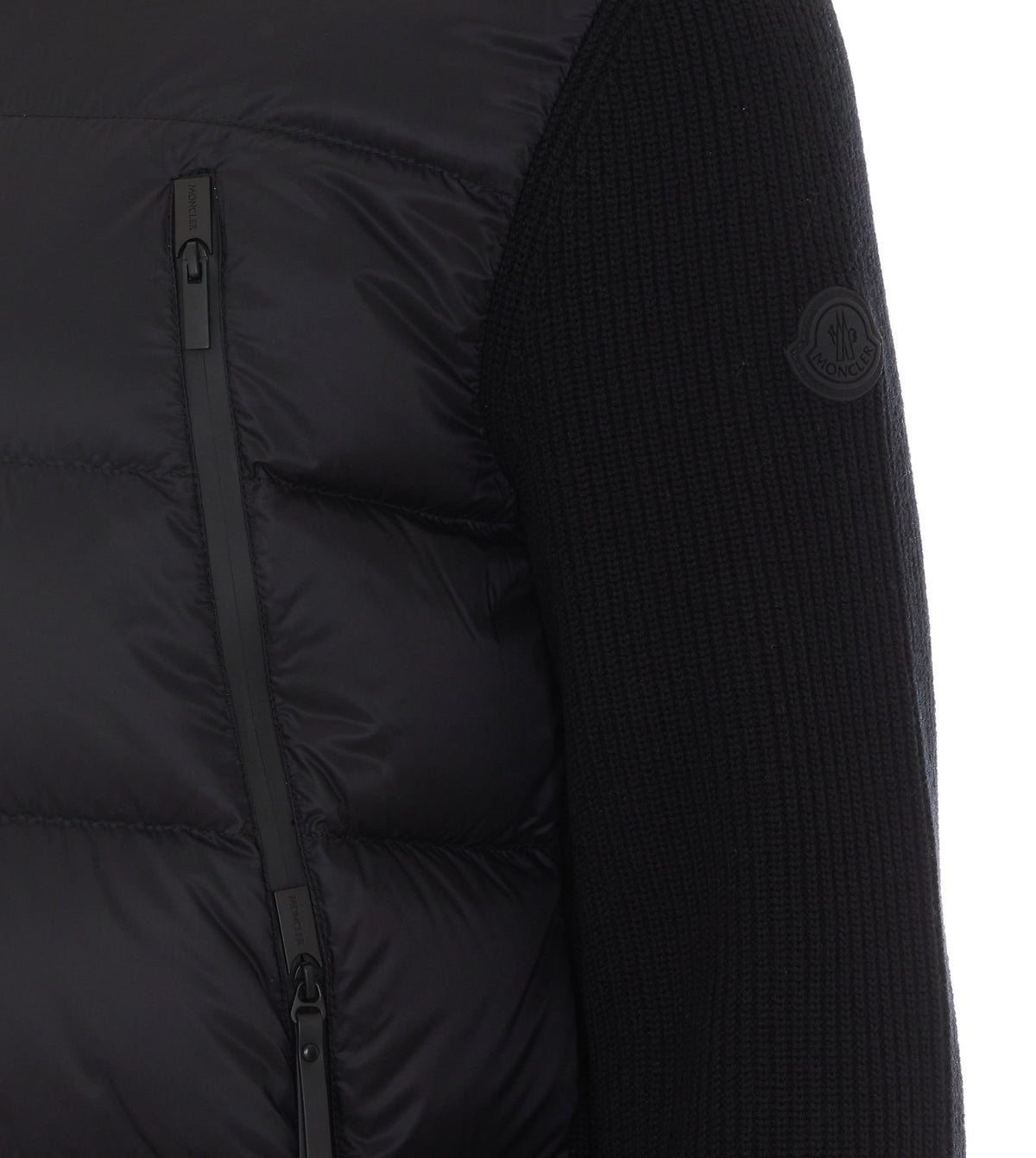 Moncler Men's Logo Padded Cardigan in Black Wool - view 3