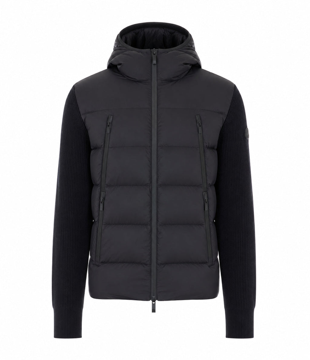 Moncler Men's Logo Padded Cardigan in Black Wool - view 1