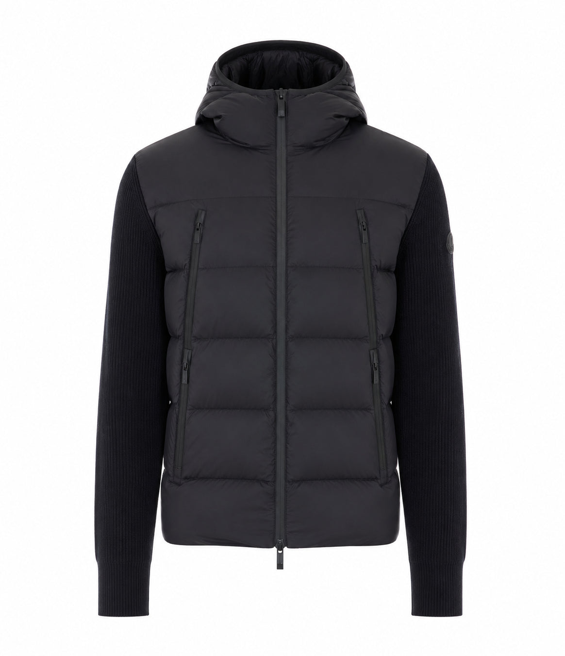 Moncler Men's Logo Padded Cardigan in Black Wool - view 1