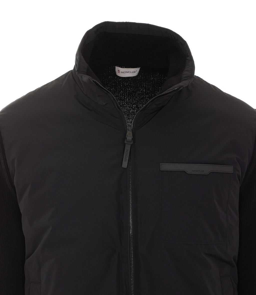 Moncler Men's Logo Padded Cardigan in Black Cashmere - view 4