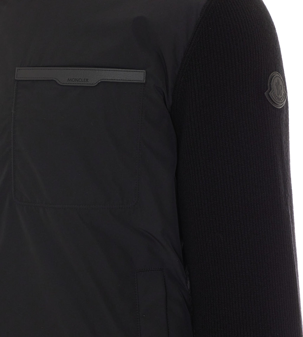 Moncler Men's Logo Padded Cardigan in Black Cashmere - view 2