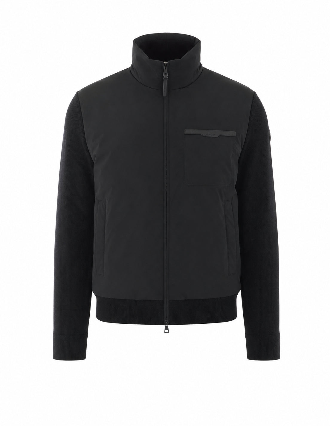 Moncler Men's Logo Padded Cardigan in Black Cashmere - view 1