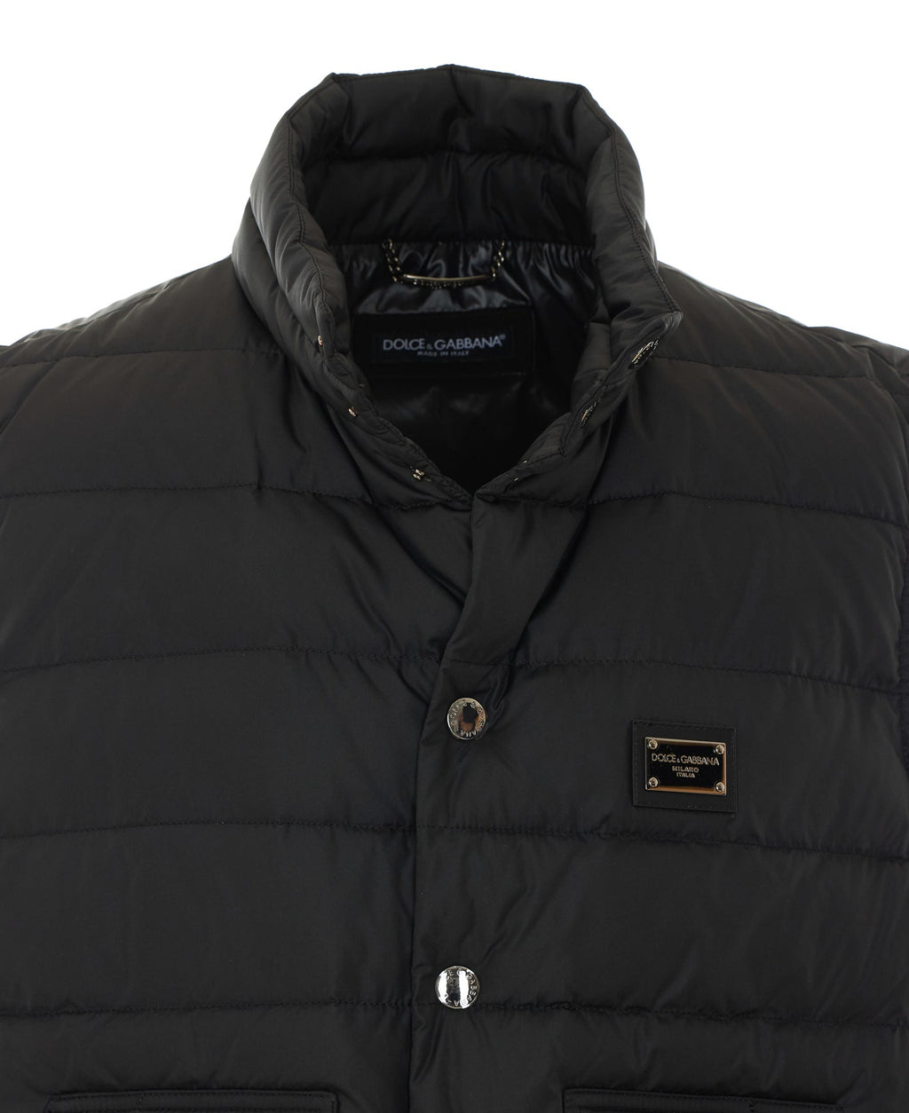 Dolce&Gabbana Men's Logo Plaque Down Vest in Black - view 4