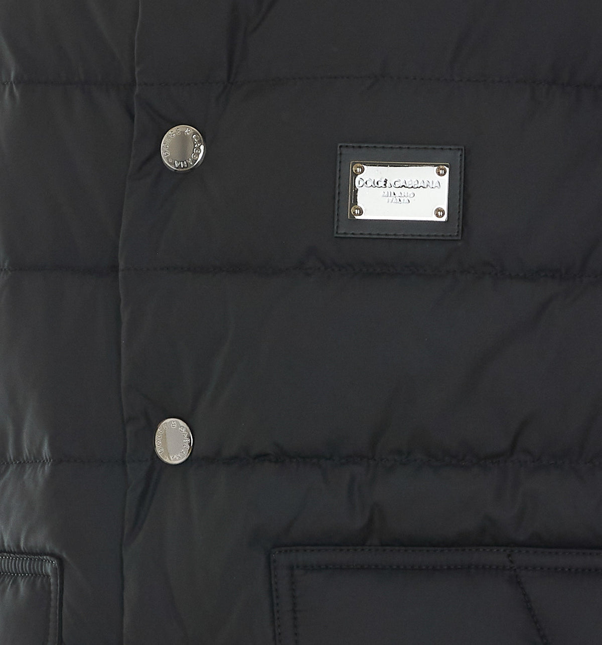 Dolce&Gabbana Men's Logo Plaque Down Vest in Black - view 2
