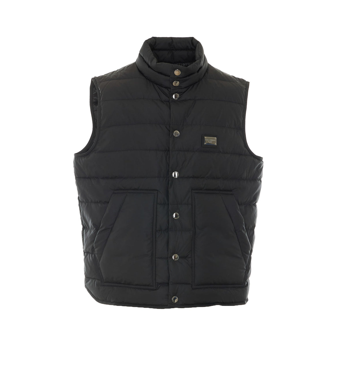 Dolce&Gabbana Men's Logo Plaque Down Vest in Black - view 1