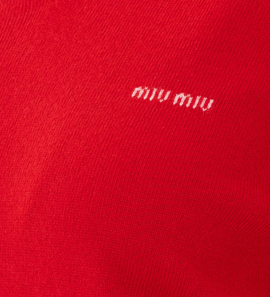 Miu Miu Women's Logo Sweater in Red Cashmere - view 3